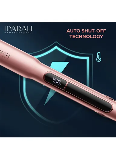 50W Titanium Rose Gold Flat Iron Hair Straightener with 9 Adjustable Temperatures &amp; Display P-122