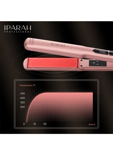 50W Titanium Rose Gold Flat Iron Hair Straightener with 9 Adjustable Temperatures &amp; Display P-122