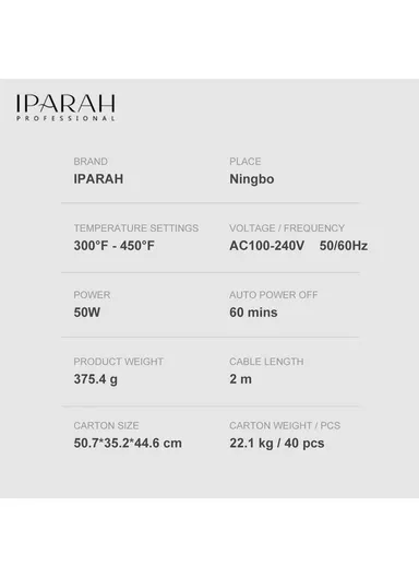 50W Titanium Rose Gold Flat Iron Hair Straightener with 9 Adjustable Temperatures &amp; Display P-122