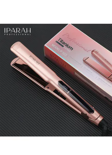 50W Titanium Rose Gold Flat Iron Hair Straightener with 9 Adjustable Temperatures &amp; Display P-122
