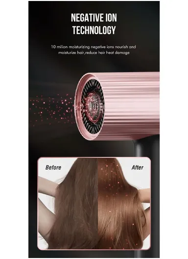 1500-1600W Salon Hair Care Negative Essential Oil Professional Household Hair Dryer P-300 - Rose Gold