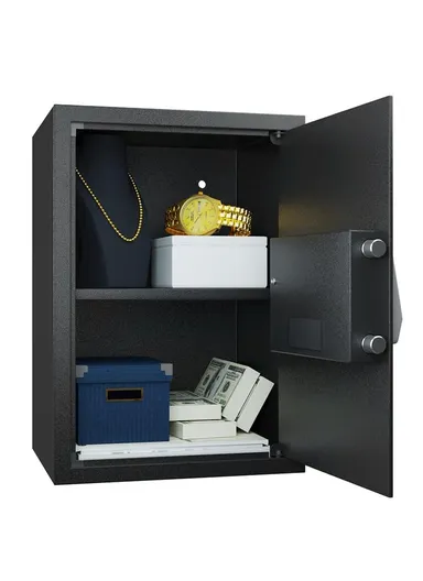 14Kg (W35 x D30 x H50)cm Double Locking Steel Bolts Electronic Digital Safe Box With Override Key T-50E - Black