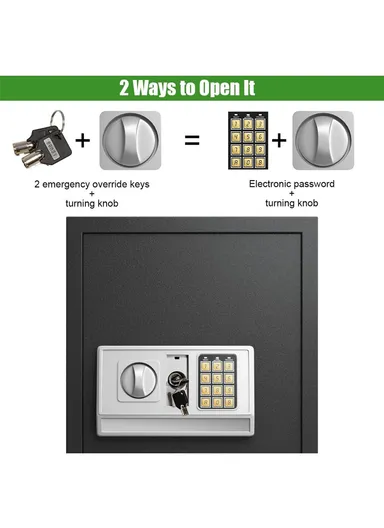 14Kg (W35 x D30 x H50)cm Double Locking Steel Bolts Electronic Digital Safe Box With Override Key T-50E - Black