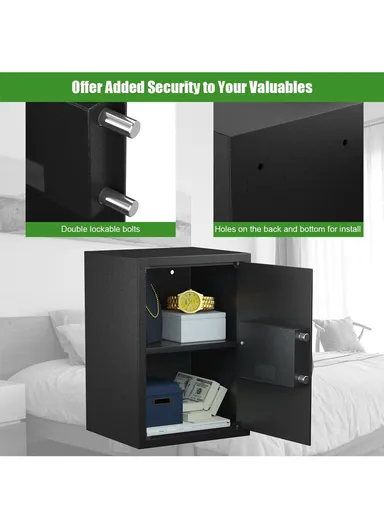 14Kg (W35 x D30 x H50)cm Double Locking Steel Bolts Electronic Digital Safe Box With Override Key T-50E - Black