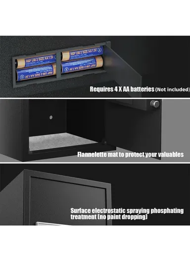 14Kg (W35 x D30 x H50)cm Double Locking Steel Bolts Electronic Digital Safe Box With Override Key T-50E - Black