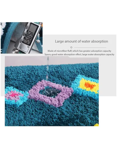 50x80cm Non-Slip Small Square Ethnic Bath Mat - White