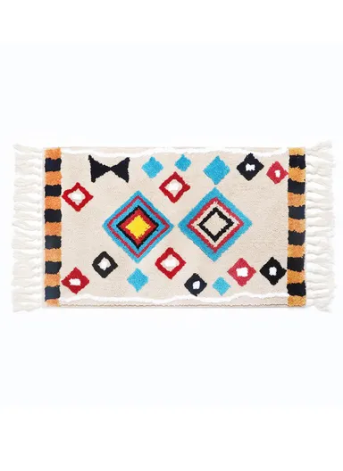 50x80cm Microfiber Big square Ethnic Bath Mat - White
