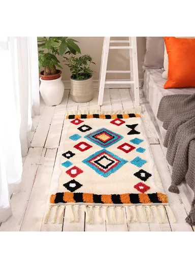 50x80cm Microfiber Big square Ethnic Bath Mat - White