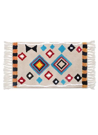 50x80cm Microfiber Big square Ethnic Bath Mat - Beige