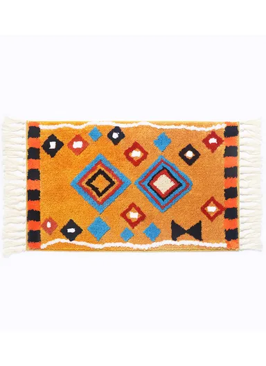 50x80cm Microfiber Big square Ethnic Bath Mat - Brown