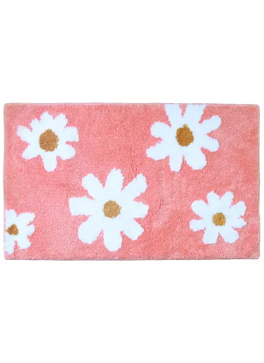 50x80cm Polyester Anti-Skids Flower Floor Mat for Bathroom, Bedroom 