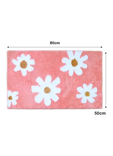 50x80cm Polyester Anti-Skids Flower Floor Mat for Bathroom, Bedroom 