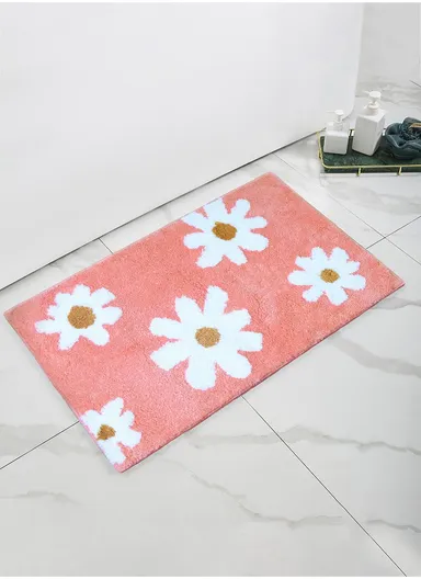 50x80cm Polyester Anti-Skids Flower Floor Mat for Bathroom, Bedroom 