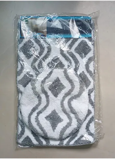 3Pcs Bathroom Mat Set Non-Slip Including Square Anti-Slip Bath Mat U-Shape Toilet Rug Toilet Lid Cover Washable Tapete Bath Mat Set - Blue