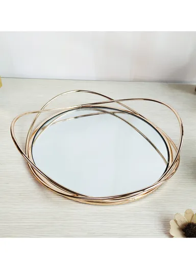 Elegant Decorative Mirror Tray, Ideal For Displaying Jewelry &amp; Perfumes (D25 x H6)cm