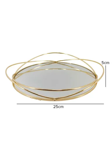 Elegant Decorative Mirror Tray, Ideal For Displaying Jewelry &amp; Perfumes (D25 x H6)cm