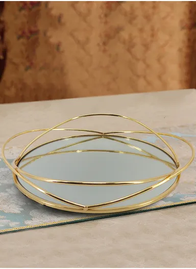 Elegant Decorative Mirror Tray, Ideal For Displaying Jewelry &amp; Perfumes (D35 x H7.5)cm
