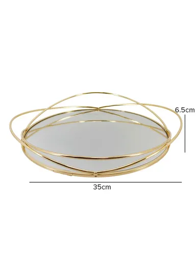Elegant Decorative Mirror Tray, Ideal For Displaying Jewelry &amp; Perfumes (D35 x H7.5)cm