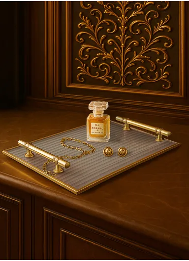 Glass Serving Tray For Food Breakfast Party Tea Coffee Table Decor (L34 x W24)cm