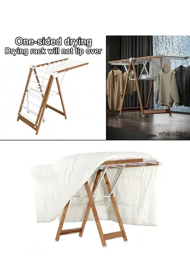 2-Layer Folding Aluminum Laundry Organizer Drying Rack with 2 Adjustable Angle Sides &amp; 4 Shoe Hangers YLT0531DL-01 (W162 x D58 x H131)cm - Gold