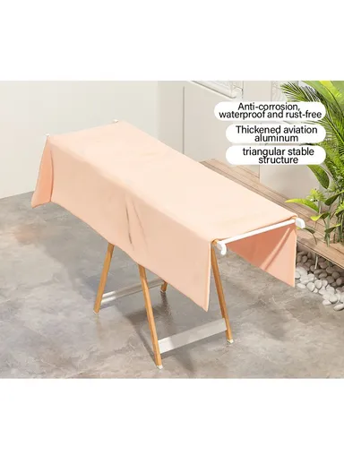 2-Layer Folding Aluminum Laundry Organizer Drying Rack with 2 Adjustable Angle Sides YLT0531DL-02 (W140 x D50 x H116)cm - Wood &amp; White