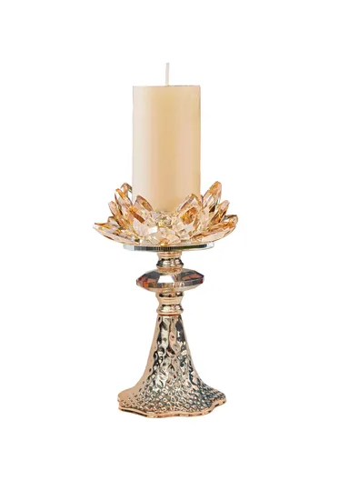 Crystal Lotus Candle Holder, Perfect For Home Decor &amp; Special Occasions JX-426-1 (D10 x H19)cm