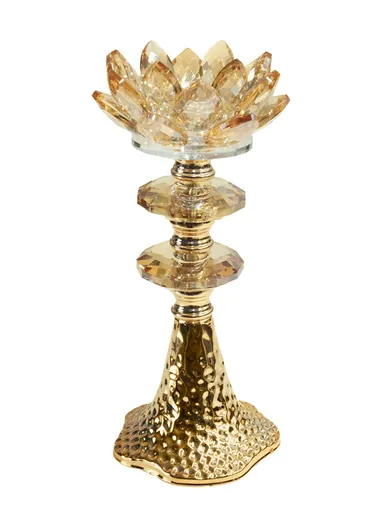 Crystal Lotus Candle Holder, Perfect For Home Decor &amp; Special Occasions JX-426-2 (D11 x H22)cm