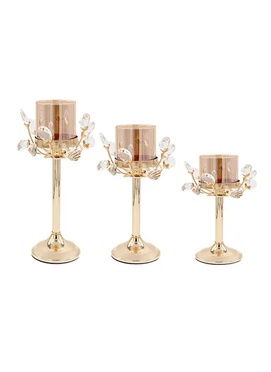 3-Pcs 20/25/30cm Crystal Candle Holder, Perfect For Home Decor &amp; Special Occasions JX-054