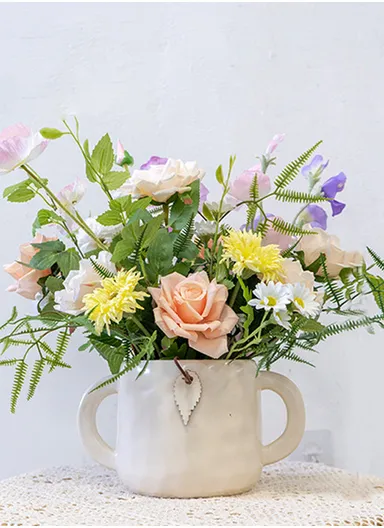 Nordic Minimalist Ceramic Vase Elegant Home Decor for Flowers, Weddings, and Special Occasions (W19 x H11)cm - Green