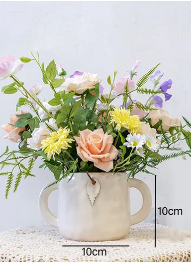Nordic Minimalist Ceramic Vase Elegant Home Decor for Flowers, Weddings, and Special Occasions (W19 x H11)cm - Green