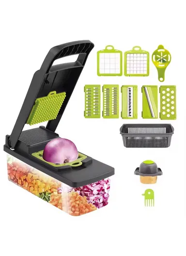 14-In-1 Multifunction Vegetable &amp; Fruit Cutter With Garlic Peeler