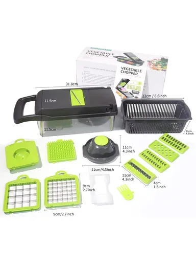 14-In-1 Multifunction Vegetable &amp; Fruit Cutter With Garlic Peeler