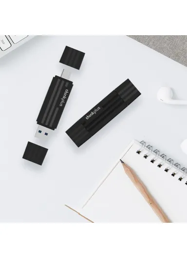 2-In-1 Thinkplus Design USB 3.0+Type C Portable Card Reader for SD TF MicroSD Compatible with Computer / Laptop PC / Smart Phone / Tablet TC101