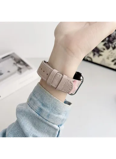 For Apple Watch Series 9 8 7 41mm / 6 5 4 SE (2023) SE (2022) SE 40mm / 3 2 1 38mm Genuine Cow Leather Watch Band Star Decor - Khaki