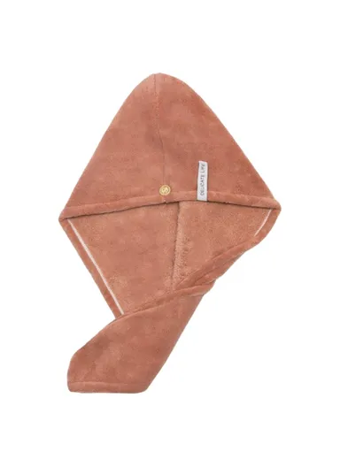 Super Water Absorbent Quick Dry Coral Fleece Hair Cap Bath Hair Drying Towel - Brick Red