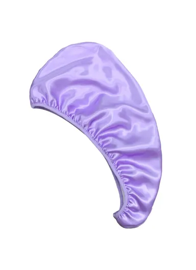 Satin + Coral Fleece Double Layer Quick Dry Hair Cap Water Absorbent Bath Hair Drying Towel - Purple