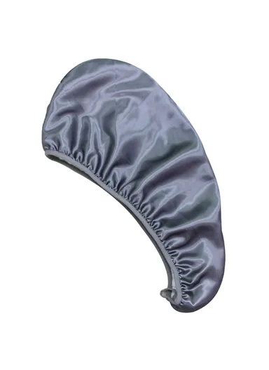Satin + Coral Fleece Double Layer Quick Dry Hair Cap Water Absorbent Bath Hair Drying Towel - Grey