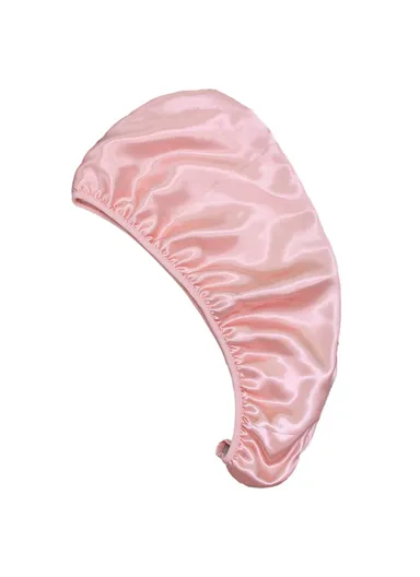 Satin + Coral Fleece Double Layer Quick Dry Hair Cap Water Absorbent Bath Hair Drying Towel - Pink