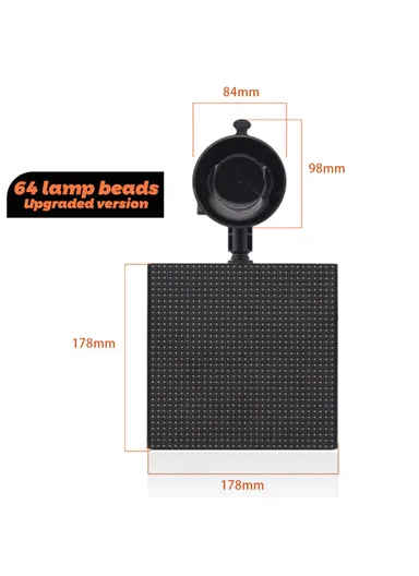 Car LED Sign App Programmable Rear Windshield Scrolling Message LED Matrix Panel DIY Text Pattern Expression Screen P64L (L20.5 x W20.5 x H7)cm