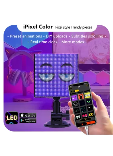 Car LED Sign App Programmable Rear Windshield Scrolling Message LED Matrix Panel DIY Text Pattern Expression Screen P64L (L20.5 x W20.5 x H7)cm