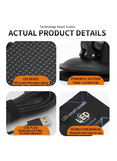 Car LED Sign App Programmable Rear Windshield Scrolling Message LED Matrix Panel DIY Text Pattern Expression Screen P64L (L20.5 x W20.5 x H7)cm