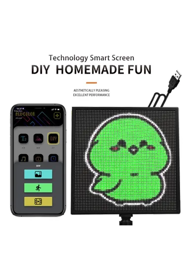 Car LED Sign App Programmable Rear Windshield Scrolling Message LED Matrix Panel DIY Text Pattern Expression Screen P64L (L20.5 x W20.5 x H7)cm