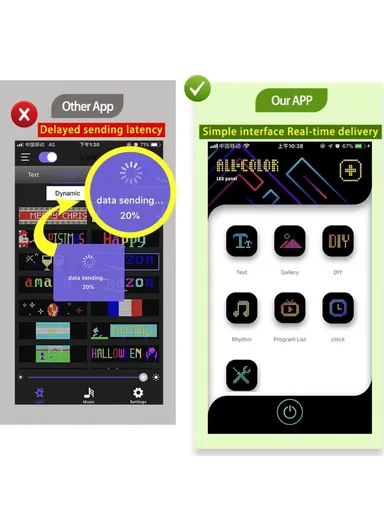 Car LED Sign App Programmable Rear Windshield Scrolling Message LED Matrix Panel DIY Text Pattern Expression Screen P64L (L20.5 x W20.5 x H7)cm