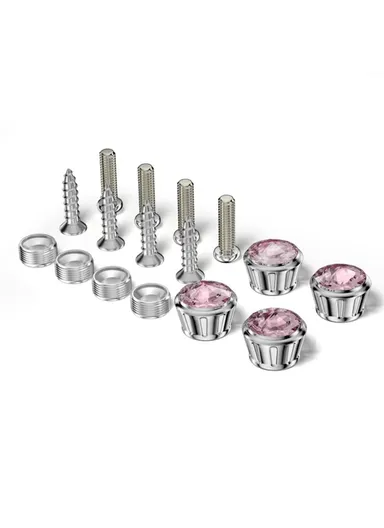 Car License Plate Screws Fastener With Bling Rhinestone Bolt Caps Anti Theft Screws Set for Locking Car Tag (L3.15 x W1.95)cm - Pink