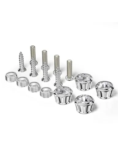 Car License Plate Screws Fastener With Bling Rhinestone Bolt Caps Anti Theft Screws Set for Locking Car Tag (L3.15 x W1.95)cm - White
