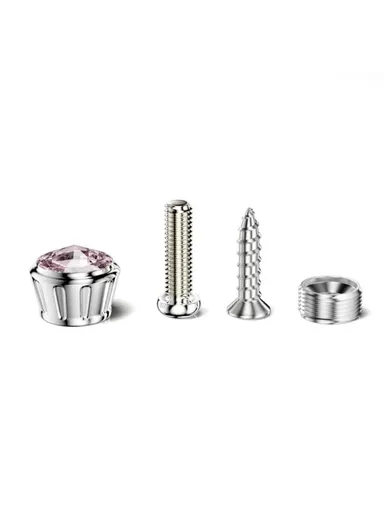 Car License Plate Screws Fastener With Bling Rhinestone Bolt Caps Anti Theft Screws Set for Locking Car Tag (L3.15 x W1.95)cm - White