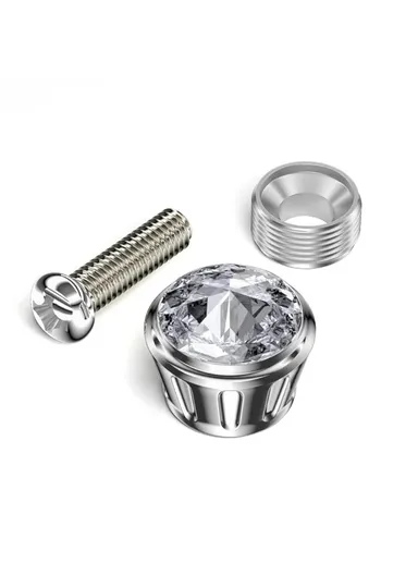 Car License Plate Screws Fastener With Bling Rhinestone Bolt Caps Anti Theft Screws Set for Locking Car Tag (L3.15 x W1.95)cm - White