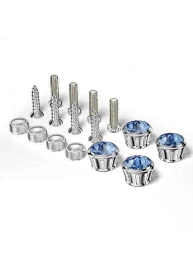 Car License Plate Screws Fastener With Bling Rhinestone Bolt Caps Anti Theft Screws Set for Locking Car Tag (L3.15 x W1.95)cm - Blue