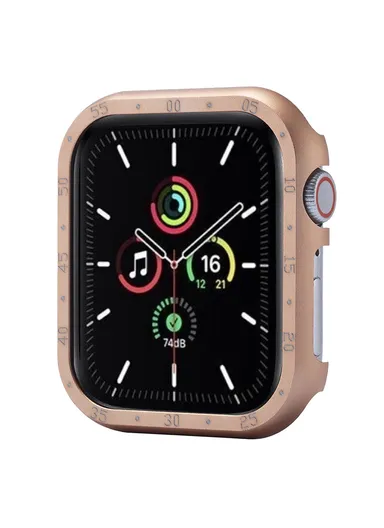 For Apple Watch Series 9 / 8 / 7 41mm Aluminum Alloy Watch Case Protective Cover With Dial Plate (L8 x W5 x T3)cm - Rose Gold