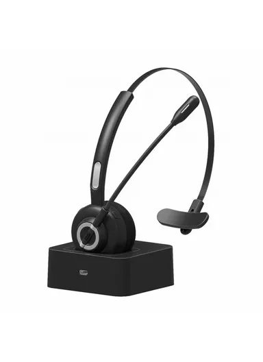 Business Wireless Bluetooth 5.0 Headset Call Center Operator Single Ear Headphone with Microphone &amp; Charging Base M97